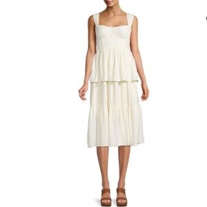 WeWoreWhat Cream Corset Tiered Layerd Midi Dress Women's Size XS